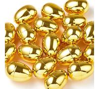 JOYIN 18Pcs Gold Easter Eggs, 2.3" Metallic Plastic Empty Eggs Fillable for Easter Hunt Supplies, Basket Stuffers, Toys Filling Treats, Party Favor