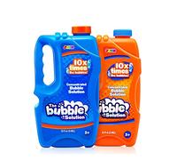 JOYIN 2 Bottles Bubbles Refill Solutions 64 Ounce (up to 19 Litre) Big Bubble Solution, CONCENTRATED for Bubble Machine, Gun, Wand Refill Fluid Summer, Easter Toys(Blue+Orange)