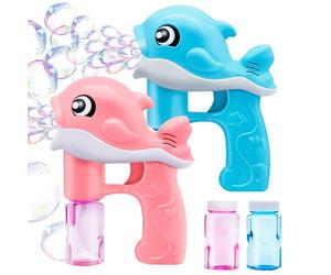 JOYIN 2 Bubble Guns Kit for Kids, Whale Bubble Maker Blower Machine with 4 Bubble Solutions for Kids, EASTER Bubble Blaster Party Favors, Summer Toy, Birthday, Outdoor Activity, Easter(Blue pink)