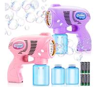 JOYIN 2 Bubble Guns with 2 Bottles Refill Solution(10 oz/260ml Total), Bubble Machine Gun for Kids, Toddlers, Party Favors, Summer, Outdoors Activity, Wedding, Easter, Birthday Gift