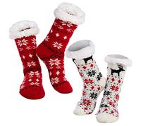 JOYIN 2 Pack Christmas Socks Women's Fleece Fuzzy Soft Slipper Socks Soft Crew Socks for Winter Christmas, Holiday or Birthday Gift