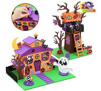 JOYIN 2 Pack Halloween Foam Craft Kit, Party Favors for Kids, 3D Tree House and Pumpkin Haunted House, Halloween Art and Craft DIY Kits, School Activities Game Party Decoration