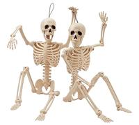 JOYIN 2 PCS 24”(60.9 cm) Halloween Skeletons Full Body Posable Skeletons Human Plastic Bones with Movable Joints for Spooky Halloween Indoor and Outdoor Decorations
