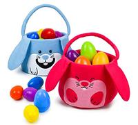 JOYIN 2 Pcs Easter Bags Easter Bunny Basket Set for Easter Eggs Hunt, Easter Tote Egg Basket Bags Gift Baskets for Kids, Kids Easter Party Favor (fur)