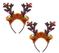 JOYIN 2 Pcs Light-Up Reindeer Headbands with LED, Christmas Headbands for Christmas Supplies and Holiday Parties Favors (ONE SIZE FITS ALL)
