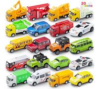 JOYIN 20 Piece Pull Back Die Cast Metal Toy Car Model Vehicle Set for Toddlers Toy Cars for 2 year olds Girls and Boys Kids Play vehicles Car Set