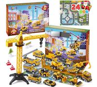 JOYIN 2025 Christmas Advent Calendar Engineering Vehicle, 24 Days Christmas Countdown Alloy Construction Engineering Vehicle for Kids, Vehicles City Construction Cars, Kids Xmas Party Favors Supplies