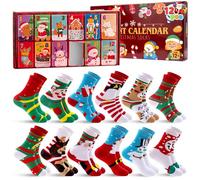 JOYIN 2025 Christmas Advent Calendar Includes 12 Pairs Socks Bulk for Women, Christmas Warm Cotton Socks Countdown Calendar for Xmas Party Favor Gift Holiday