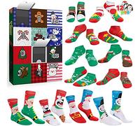 JOYIN 2025 Christmas Advent Calendar Includes 12 Pairs Socks Bulk for Women, Christmas Warm Cotton Socks Countdown Calendar with 8 Low Cut Socks and 4 Knee High Socks for Xmas Party Favor Gift Holiday