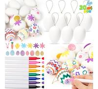 JOYIN 20PCS Easter Eggs Decorations Kit Hanging Plastic Eggs Ornament with Paints and Glitter Foam Sticker of Bunnies DIY Easter Tree Party Supplies Hand-Painted Egg Crafts