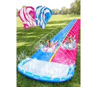 JOYIN 22.5ft/685.8cm Water Slides and 2 Bodyboards, Lawn Water Slide Summer Slip Waterslides for Garden Toy with Build in Sprinkler for Backyard Outdoor Fun for Kids, Blue,Pink