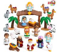 JOYIN 23 PCS Christmas Little Nativity Playset Figurine, Christmas Story Manger Scene Miniature Toys for Kids Toddlers , Party Decorations Tabletop