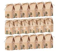 JOYIN 24 Pcs 3D Christmas Box, Candy House Christmas Box, Kraft Paper Gift Box, Xmas Goodie Paper Boxes, School Classroom Party Toy Supply, Kids Xmas Fun Gifts