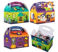 JOYIN 24 PCs 3D Halloween House Cardboard Treat Boxes (6"x6"x3.5") Trick or Treat Candy Boxes Cookies Goodie Bags for Halloween Party Favor Supplies