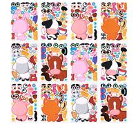 JOYIN 24 PCS 6"x 9"/15.2 * 22.8cm Make-a-face Sticker Sheets for Kids, Make Your Own Animal Farm and Match Sticker Sheets with Farm and Fantasy Animals Kids Party Favor Supplies Craft