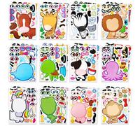 JOYIN 24 PCS 6"x 9"/15.2 * 22.8cm Make-a-face Sticker Sheets Make Your Own Animal Mix and Match Sticker Sheets with Safaris, Sea and Fantasy Animals Kids Party Favor Supplies Craft