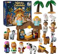 JOYIN 24 Pcs Christmas 2025 Advent Calendar Miniature Toys Nativity Figurine Set, Little People Nativity Playset, 24 Days Christmas Countdown Calendar Toys for Kids Christmas Party Gift