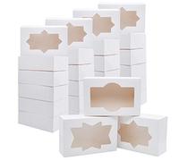 JOYIN 24 PCs Christmas Cookie Bakery Treat Box Set with Window for Pastries, Cupcakes, Cookies, Brownies, Donuts Gift-Giving, 22cm x 15cm x 7cm,White