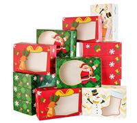 JOYIN 24 Pcs Christmas Cookie Boxes, Gold Foil Treat Boxes with Windows 9" x 6.2" x 3" Bakery Gift Wrapping Box for Xmas Holiday Party Favor Pastries, Cupcakes, Cookies, Brownies, Donuts Gift-Giving