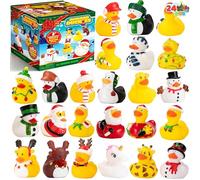 JOYIN 24 PCS Christmas Ducks for Stocking Stuffers, Xmas Rubber Duck Bath Toys for Kids Gift, Party Favor Novelty Duckies for Boys, Girls and Toddlers
