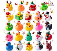 JOYIN 24 PCS Christmas Ducks for Stocking Stuffers, Xmas Rubber Duck Bath Toys for Kids Gift, Party Favor Novelty Duckies for Boys, Girls and Toddlers