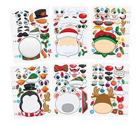 JOYIN 24 Pcs Christmas Make-a-face Stickers, Make Your Own Characters Mix and Match Sticker Sheets with Christmas Elf, Santa Santa, Snowman, Penguin, and Polar Bear Kids Party Favor Supplies Craft