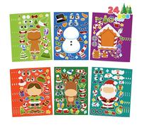 JOYIN 24 Pcs Christmas Make-a-face Stickers, Make Your Own Characters Mix and Match Sticker Sheets with Christmas Elf, Santa, Snowman, Tree, Xmas Party Games for Kids Party Favor Supplies Craft