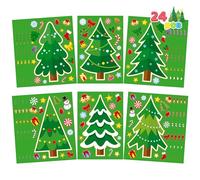 JOYIN 24 Pcs Christmas Tree Stickers, Make Your Own Christmas Tree Stocking Stuffers, Christmas Party Favors for Kids Christmas Party Supplies Presents Classroom Games, Green Stickers