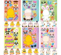 JOYIN 24 PCS Easter Match Make a Face Stickers with Easter Egg Themed Chick Bunny Sheep Egg Pattern, Stickers for Kids, Decorations for Water Bottle, Basket Stuffers, Classroom Gifts