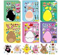 JOYIN 24 PCS Easter Mix and Match Make a Face Animal Stickers with Easter Egg Themed Pig, Bunny, Chicken, Cow, Sheep, Duck Party Favor Supplies, Art and Craft