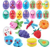 JOYIN 24 Pcs Easter Prefilled Eggs with Foam Squishy Toy, Cute Foam Stress Reliever Squishy Toy Fillers for Easter Egg Hunt, Basket Stuffer, Kids Party Favor, DIY Arts Crafts, Classroom Prize Supplies