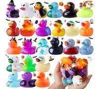 JOYIN 24 PCS Halloween Adorable Floating Rubber Ducks, Halloween Style Design Ducks Toys for Kids Trick or Treat Supplies, Goodie Bag Fillers, Party Favors, Halloween Themed Bathtub Toys