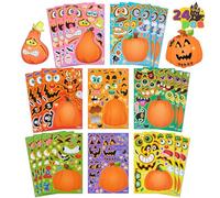 JOYIN 24 Pcs Halloween Make-a-Face Stickers for Kids, Make Your Own Pumpkin Sticker Mix & Match with 8 Different Facial Expressions, Halloween DIY Crafts Class Party Favor Supplies School Activities