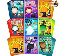 JOYIN 24 Pcs Halloween Make a Face Stickers, Party Favor for Kids, Art Crafts Party Supplies, Funny Decorating Stickers with 8 Designs, Halloween Treats Classroom Activities Games Gift Goodies