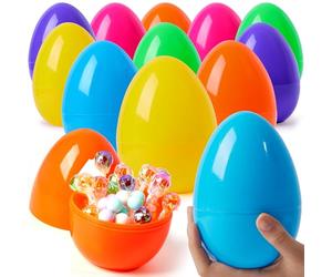 JOYIN 24 Pcs Jumbo Plastic Easter Eggs, 6 Inches Colorful Giant Eggs Fillable for Easter Themed Hunt Basket Stuffers Fillers Filling Treats Party Favor Classroom Prize Supplies