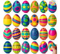 JOYIN 24 PCS Squishy Toys Slow Rising Stress Ball Soft Fidget Squeeze Eggs for Easter Hunt, Basket Stuffer Fillers, Toys Gifts Party Favor