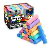 JOYIN 24 PCS Washable Sidewalk Chalks Set Non-Toxic Jumbo Chalk for Schools, Outdoor Art Play, Paint on Chalkboard, Blackboard and Playground