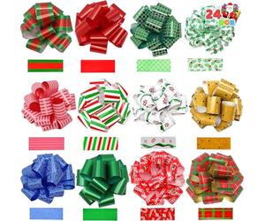 JOYIN 24 Pieces present Wrap Ribbon Pull Bows (5" Wide); Easy and Fast Gift Wrapping Accessory for presents, Bows, Baskets, Wine Bottles Decoration, Gift Wrapping and Decoration Present