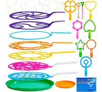 JOYIN 24pcs Big Outdoor Bubble Wands Set, 53cm Giant Bubble Wands Bulk for Kids Summer Activity, 18 Pcs Giant Bubble Maker with Tray, 12"Large, 6 *12ml Pcs Bubble Solution Suitable for All Age People