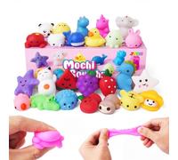 JOYIN 25 Pack Mini Mochi Squishy Toys, Kawaii Animal Squishies for Stress Relief with Storage Box, Soft Squeeze Fidget Toys, Ideal Party Bag Fillers for Boys and Girls, Birthday Favours and Gifts