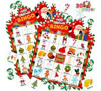 JOYIN 28 Players Christmas Bingo Cards (5x5) for Kids Family Activities, Party Card Games, School Classroom Games, Turkey Party Favors Supplies.