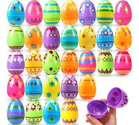 JOYIN 3.15Inch Printed Plastic Eggs, Colorful Plastic Easter Eggs, Fillable Empty Eggs Bulks for Easter Egg Hunt Event, Easter Basket Stuffers, Egg Toddler Gift, 18 Pcs