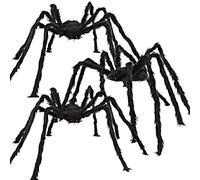 JOYIN 3 Pack 5ft Halloween Realistic Hairy Spiders, 63'' Halloween Outdoor Decorations Scary Spiders with Giant Size for Indoor and Outdoor Decorations
