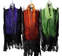 JOYIN 3 Pack Hanging Grim Reapers Decorations, 35.3" Skeleton Ghost Halloween Decor for Haunted House Prop, Best Outdoor Indoor Decoration