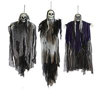 JOYIN 3 Pack Hanging Halloween Skeleton Ghosts Decorations, Grim Reapers for Halloween Outdoor Decorations
