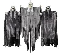 JOYIN 3 Pack Hanging Skeleton Ghosts Decorations, Grim Reapers for Outdoor Haunted House Prop, Halloween Party Supplies Decor