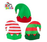 JOYIN 3 Packs Christmas Elf Felt Colorful Hat Christmas Holiday Party Hats Featuring One Size fits Most Unisex Hats for Jingle Bells Kids, Teens, Adults