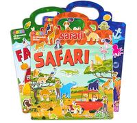 JOYIN 3 Sets Reusable Sticker Book for Kids, 122Pcs 3D Travel (Farm, Ocean, Safari) Stickers for Kids, Waterproof Sticker Books for Children Age 3+