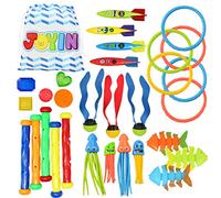JOYIN 30 Pcs Diving Pool Toys for Kids Ages 3-12 Jumbo Set with Storage Bag Pool Games Summer Swim Water FishToys