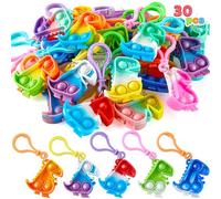 JOYIN 30 PCS Party Bag Fillers for Kids, Dinosaur Pop Fidget Kerings Mini Fidget Toys for Kids, Poppet Fidget Toy Stress Relief Squeeze Keychain Toys, Party Favors Gifts for Boys and Girls